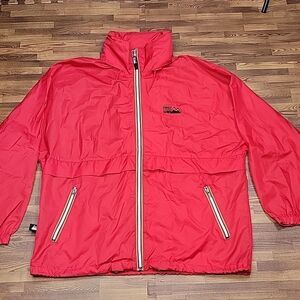 Vintage First Down Red Hooded  Windbreaker Jacket Size Medium